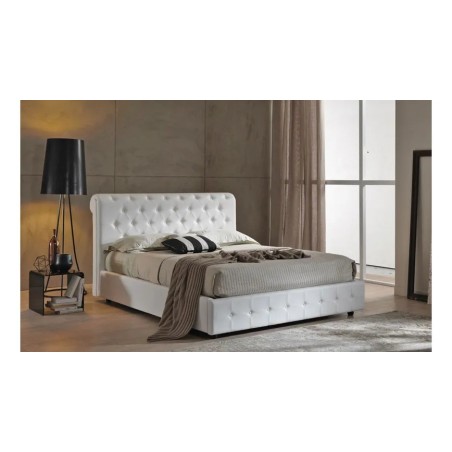 Letto Matrimoniale Classico Contemporaneo Chester Imbottito con Contenitore