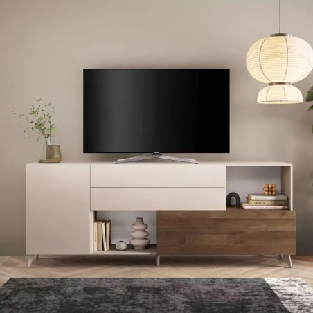 Porta tv  Athene con piedini, finitura Cashmere e Mercure L 180 x 67