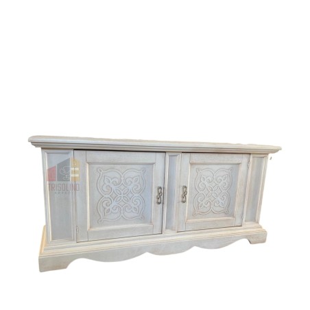 Porta tv in Legno  due ante Giglio Bianco Patinato shabby