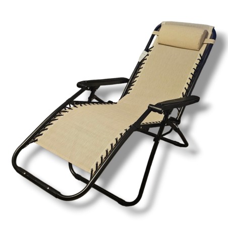 Sdraio poltrona relax da esterno LOUIS reclinabile in tessuto textilene BEIGE