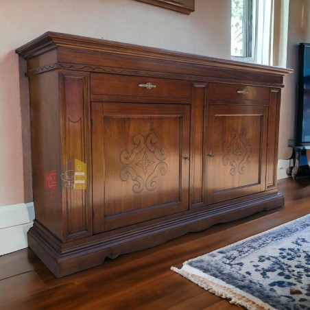 Credenza in Legno Noce Bassano, 2 Ante Scudo - Raffinatezza ed Eleganza