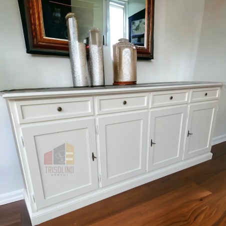 Credenza Madia  Martini  Base  4 Porte 4 Cassetti Bianco