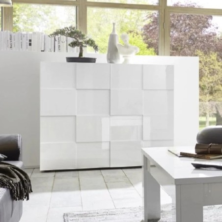 Mobile Dama  contenitore moderno 2 ante 121x111 cm bianco lucido