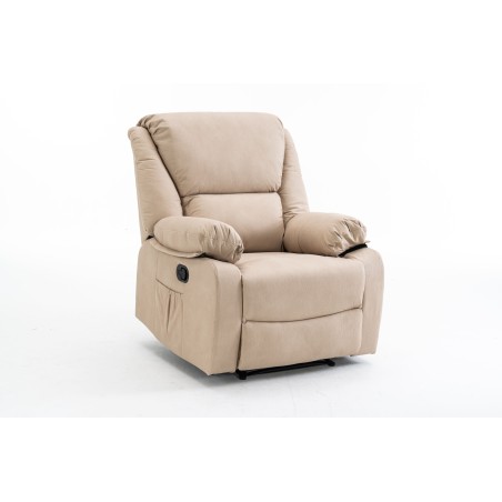 Poltrona Manuale Mary Relax in Effetto Nabuk Beige con Funzione Massaggio