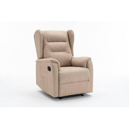 Poltrona Manuale Reclinabile Ariel Relax in Effetto Nabuk Beige - Prodotto Poltrone Manuali