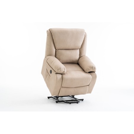 Poltrona 2 Motori Alza-persona Relax effetto nabuk Beige con Massaggi