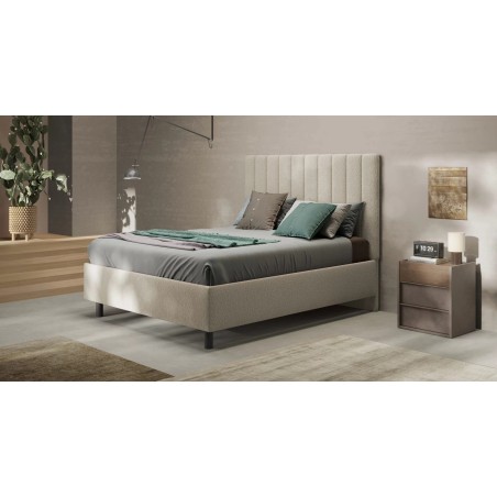 Letto Matrimoniale Moderno con Contenitore Letto Teddy in Beige Bouclé di Letti Contenitore