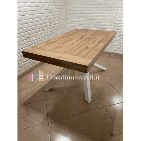 Tavolo Giove Allungabile con Piedi Incrociati 180 x 100 cm Rovere