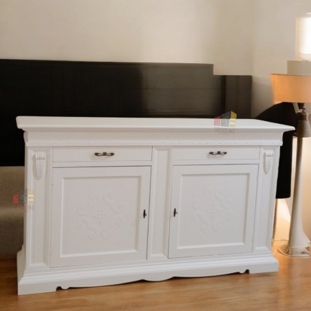 Credenza  Legno 2 Ante Scudo - Madia  dallo Stile Elegante Bianco"