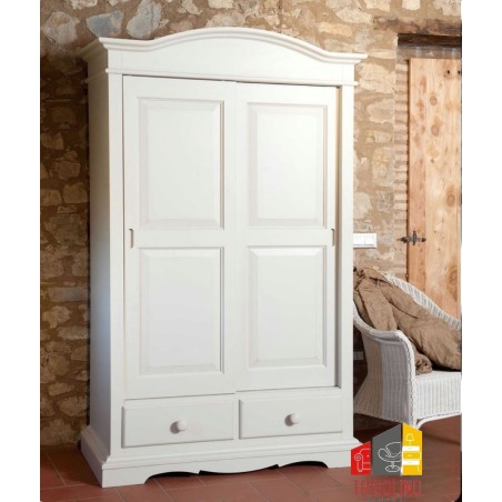 Armadio Shabby Bianco  Scorrevole  2 Ante + 2 Cassetti